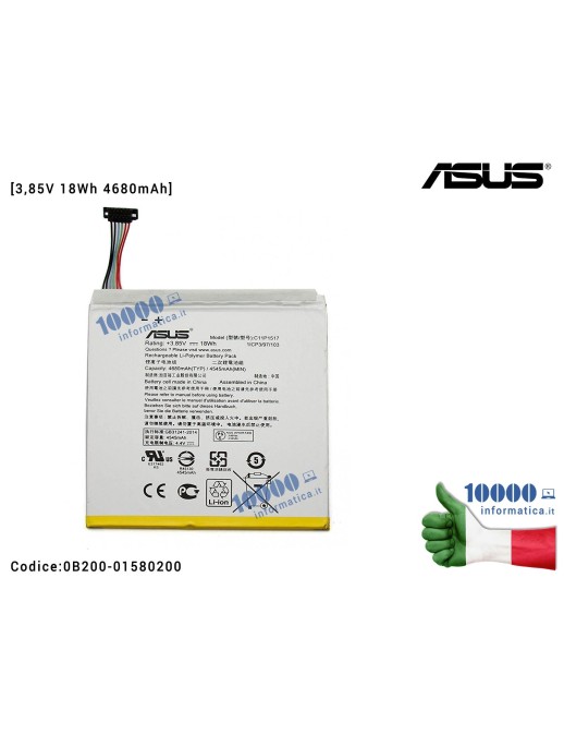 0B200-01580200 Batteria C11P1517 ASUS ZenPad 10 Z300M (P00C) Z300CNL (P01T) Z0310M Z301ML ZD301MFL Z301M (P028) Z301MF [3,85V...