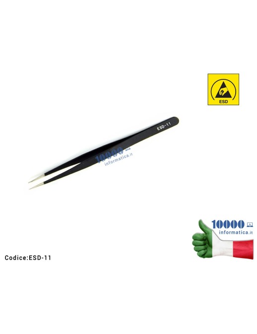 ESD-11 Pinzetta Antistatica ESD Anti-magnetica [Punte dritte strette e super fine] Scheda Madre Notebook Smartphone Tablet BG...