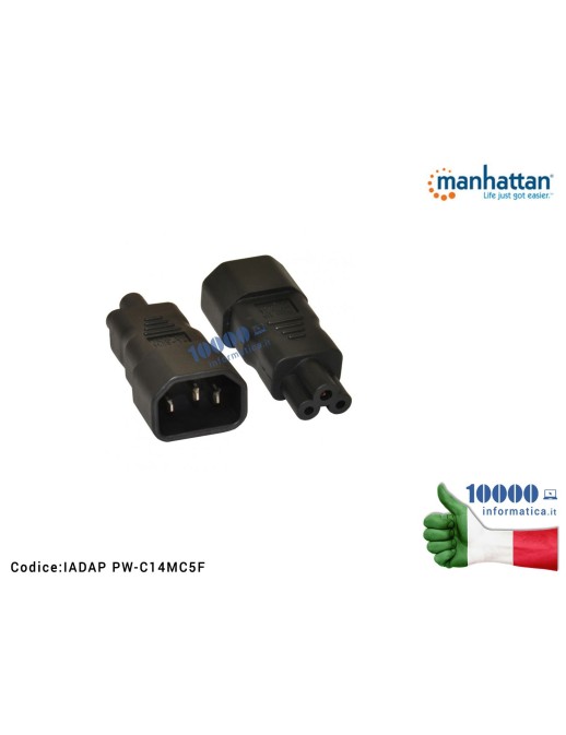 IADAP PW-C14MC5F Adattatore Alimentazione da IEC C14 Maschio a C5 Femmina IEC-320-C14 IEC 320 C14 IEC-320-C5 IEC 320 C5 (NERO)